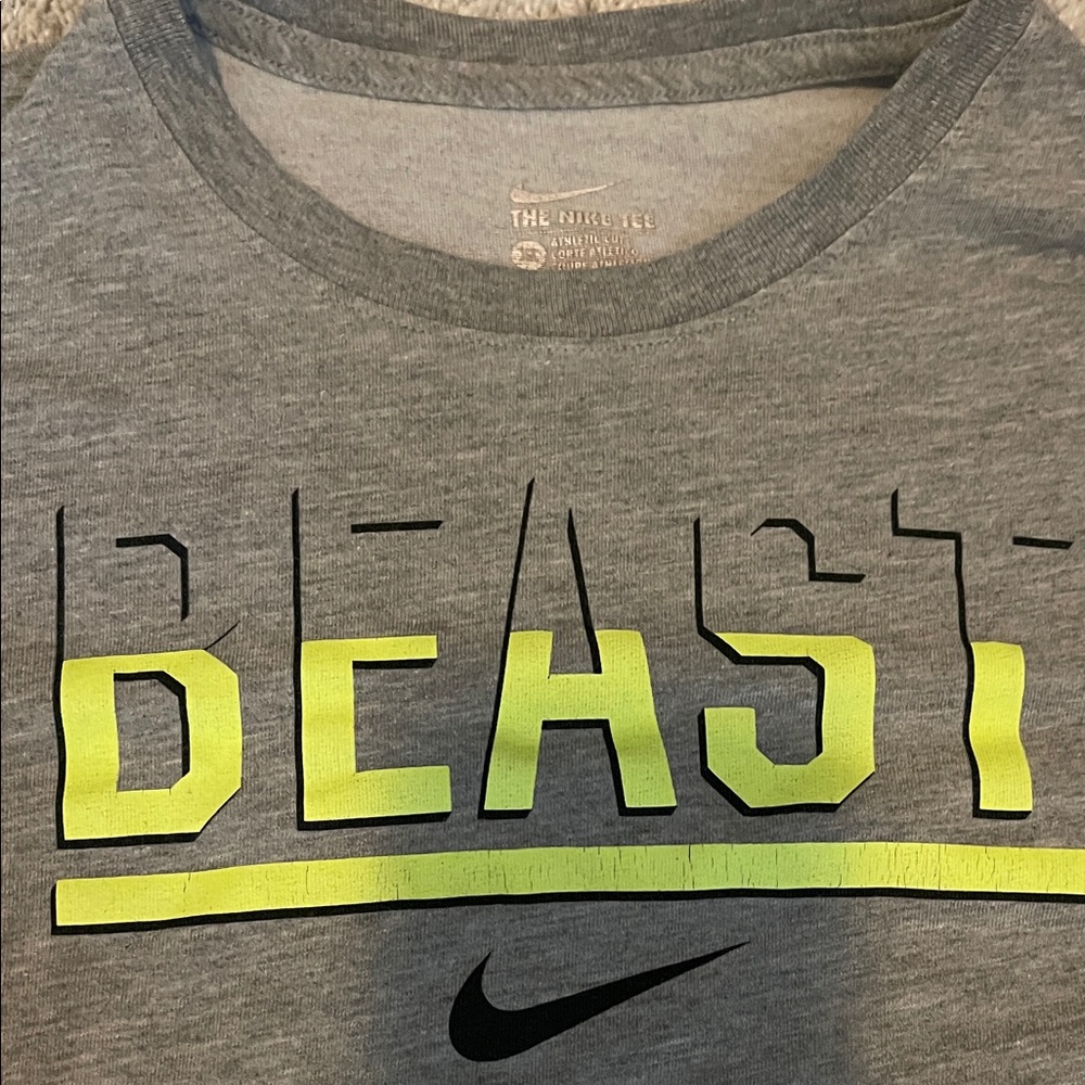 Nike Gray T-Shirt with Yellow 'BEAST' Print